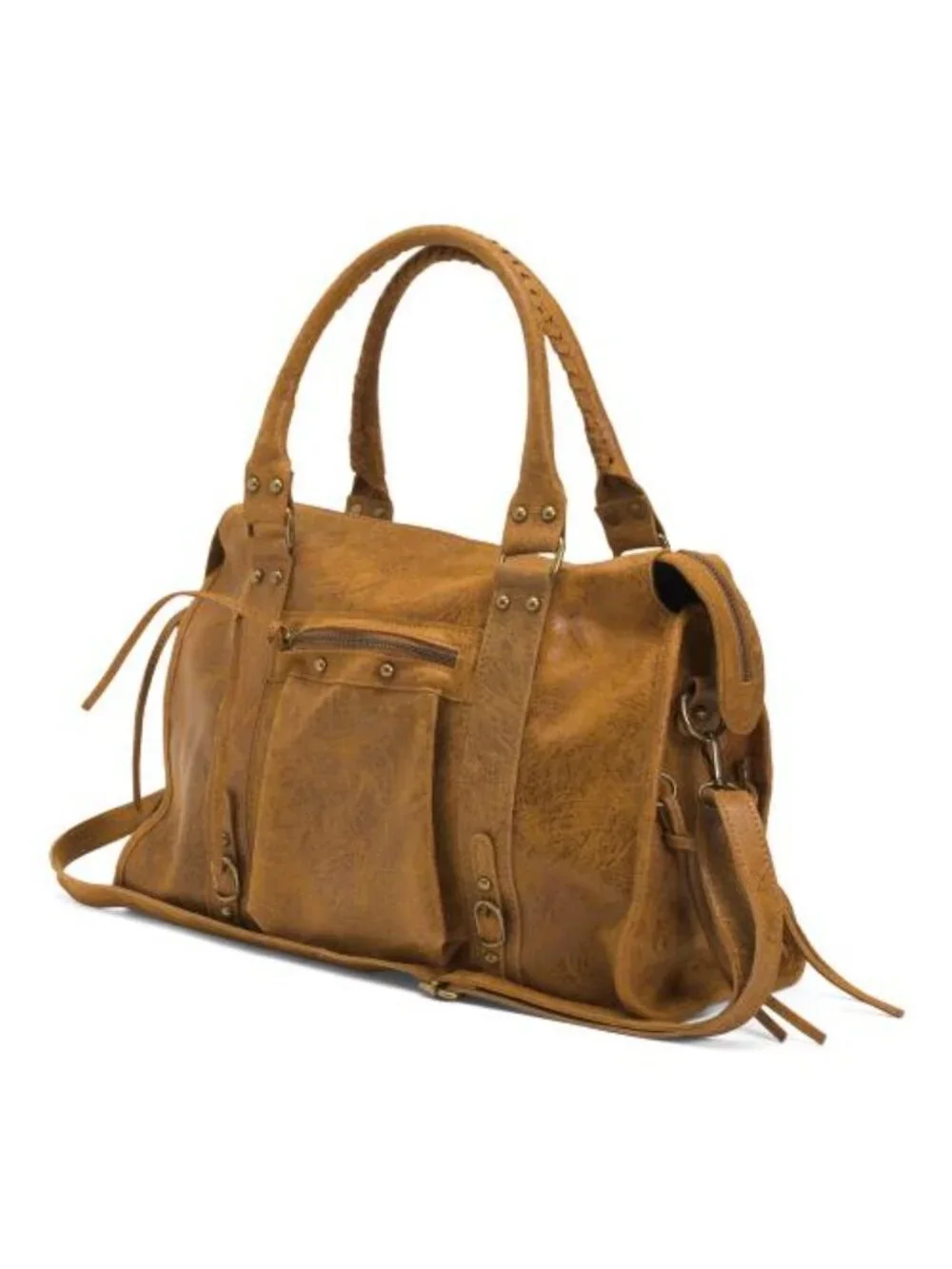 GAVE LUX Made In Italy Leather Large Satchel Brush Front Zip